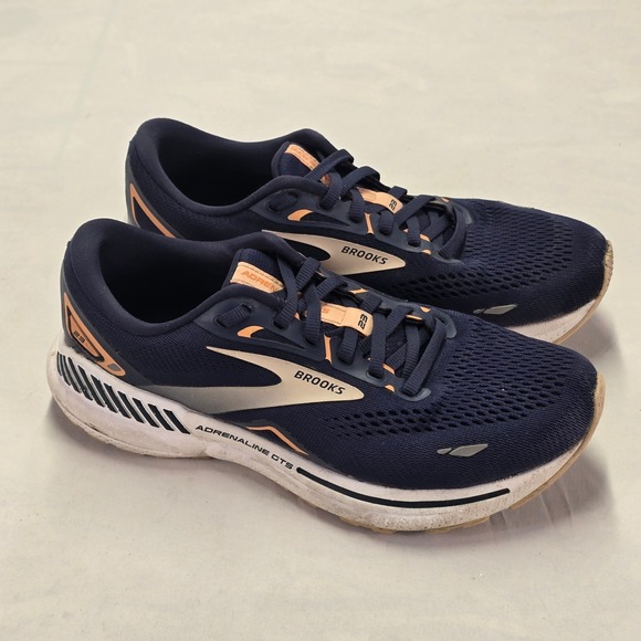 Brooks Adrenaline GTS 23 Women's Navy Coral Running Shoes Size 8 - Picture 2 of 9